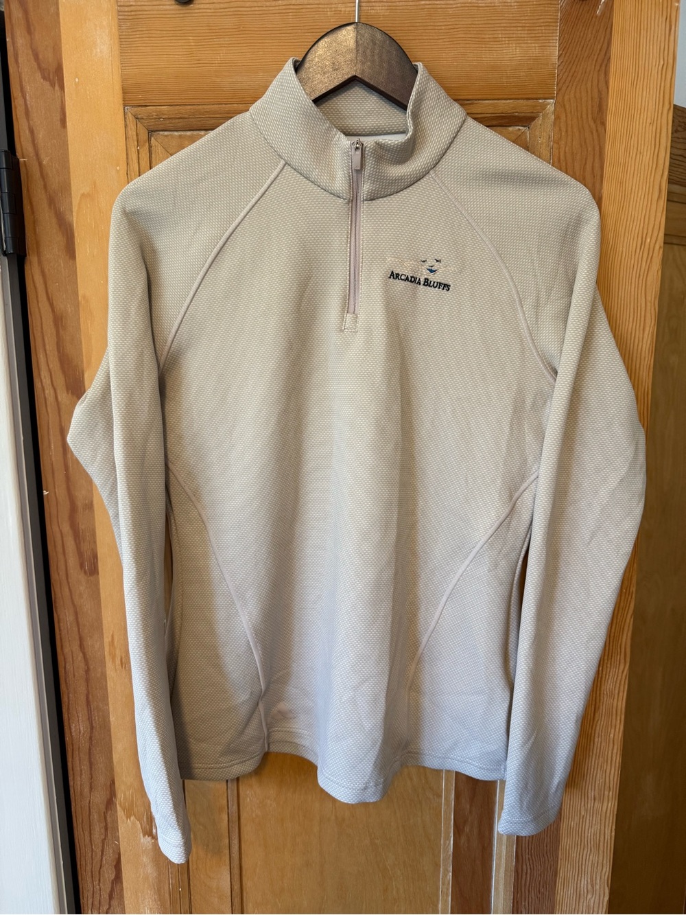 adidas Acadia Bluff Beige Golf Textured Quarter-Zip Pullover athletic‎